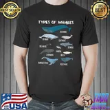 Types Of Whales Cute Ocean Mammals Guide T Shirt Unisex