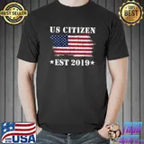US Citizen Est 2019 - USA Citizenship Vintage American Flag T-Shirt Unisex