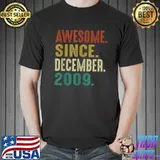 Vintage Awesome Since December 2009 12th Birthday Retro T Shirt Unisex