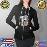 Vintage Retro Anime Girl Ramen And Sketching 90's Aesthetic T-Shirt Full Zip Hooded