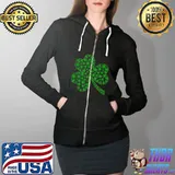 Weed Marijuana Cannabis Irish Shamrock St. Patrick's Day T- Full Zip Hooded