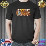 Western Country Cow Print Turquoise Cowboy Hat Cowgirl T Shirt