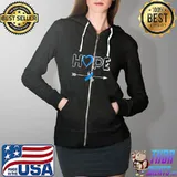 Women Hope Diabetes Type 1 Ribbon Type 2 Diabetes Awareness T Shirt Full Zip Hooded