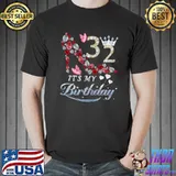 Womens 32 Years Old It’s My 32th Birthday Funny Diamond Shoes T Shirt