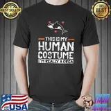 Womens Weird Funny This Is My Human Costume I’m Really A Orca V Neck T Shirt