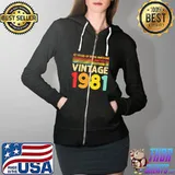 41 Years Of Being Awesome Limited Edition Vintage 1981 T-Shirt Full Zip Hooded