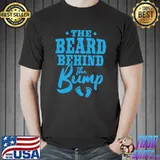 Awesome Beard Behind The Bump New Dad Pregnancy Announcement Blue T-shirt