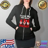 Awesome I Love My First Grade Gnomies Funny Valentine Hearts Teacher T-Shirt Full Zip Hooded