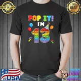 Awesome I'm 13 Years Old Pop It 13th Birthday Balloon Kids T-Shirt Unisex