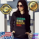 Awesome Legend Since March 1993 29Th Birthday 29 Years Old shirt