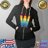 Awesome Letter W Capital Alphabet Monogram Initial Rainbow Letter W T-Shirt Full Zip Hooded