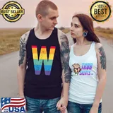 Awesome Letter W Capital Alphabet Monogram Initial Rainbow Letter W T-Shirt Tank Top