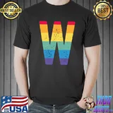 Awesome Letter W Capital Alphabet Monogram Initial Rainbow Letter W T-Shirt Unisex