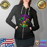 Awesome Mardi Gras New Orleans Jester Hat Mask T-Shirt Full Zip Hooded