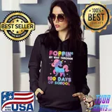 Awesome Poppin' My Way Through 100 Days Of School Unicorn Pop It T-Shirt Hoodie
