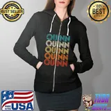 Awesome Quinn First Given Name Pride Retro Personalized T-Shirt Full Zip Hooded