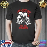 Awesome Skeleton Lovers Kiss Skull Couple Kissing Valentine's Day T-Shirt Unisex
