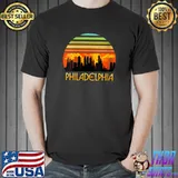 Awesome Vintage Retro Sunset Downtown Philadelphia Skyline T-shirt