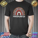 Awesome Womens Leopard Rainbow Kindergarten Teacher First Day Of T-Shirt Unisex
