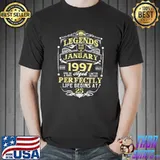 Best Legend Born In January 1997 Life Begin 25th Awesome Birthday T-Shirt Unisex