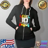 Best Level 10 Unlocked 10th Birthday Matching Video Game Shirt Full Zip Hooded