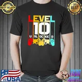 Best Level 10 Unlocked 10th Birthday Matching Video Game Shirt Unisex