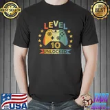 Best Level 10 Unlocked Shirt Video Game Birthday Gift Boys T-Shirt