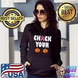 Check Your pumpkin Funny Pink October Breast Cancer T-shirt