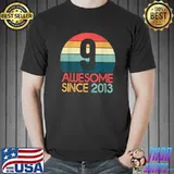 Funny 9th Birthday Vintage Retro 9 Years Old Awesome Since 2013 T-Shirt