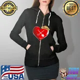 Funny Love Heart Farmer Valentines Day Funny Jobs Shirt Full Zip Hooded