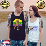 Funny Mardi Gras Bigfoot Beads & Beer Sasquatch Fat Tuesday T- Tank Top