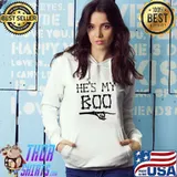 He Is My Boo Hand Sign Couple In Love Cool Halloween Party T-shirt