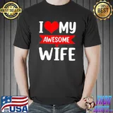 I Love My Wife Red Heart Valentines Day Matching Couple T-Shirts
