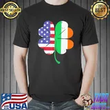 Irish USA Flag Shamrock Leaf St Patricks Day T-Shirt Unisex