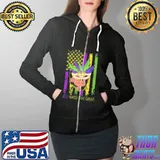 Keep Mardi Gras Great Trump Mardi Gras 2022 USA Flag T-Shirt Full Zip Hooded