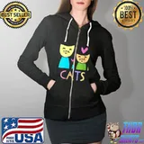 Love Cats drawing by Jad Fair Shirt Full Zip Hooded