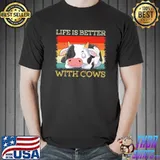 Nice Farmer Life Is Better With Cows Retro Vintage Farming Premium T-Shirt