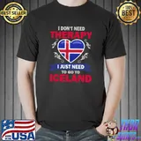 Nice Icelandic Flag Vacation Gift Therapy Funny Iceland T-shirt
