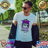 Nice Messy Bun Support Squad Leopard Ribbon Lupus Awareness T-Shirt Unisex