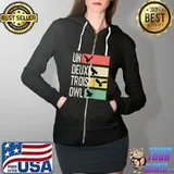 Nice Un Deux Troix Owl Funny Owl Animal Zoo Lover T- Full Zip Hooded