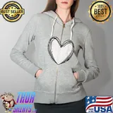 Nice Vintage Heart Valentines Day Hearts Red Plaid T-Shirt Full Zip Hooded