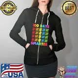 Official 100 Days Smarter Happy 100th Day Of School Student Teacher T-Shirt Full Zip Hooded