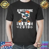Official Awesome Since 2010, 10th Birthday Soccer Player Dab Present Shirt Unisex