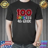 Official Happy 100 days of School red plaid 100th day of 4th Grade Premium T-Shirt