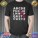 Official Happy Valentine's Day Cute Retro Teacher Alphabet Graphic T-Shirt