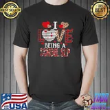 Official I Love Being A School SLP Red Plaid Hearts Valentines T Shirt Unisex