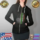 Official Irish American Shamrock Flag St Patricks Day Clover Premium T-Shirt Full Zip Hooded