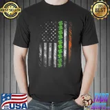 Official Irish American Shamrock Flag St Patricks Day Clover Premium T-Shirt Unisex
