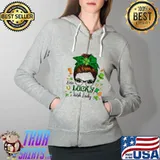 Official One Lucky Irish Lady Ireland Flag St Patricks Day T- Full Zip Hooded