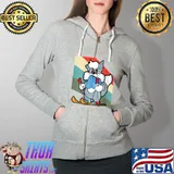 Official Rabbit Bunny Ski Snow Skier Winter Sport Animal T- Full Zip Hooded